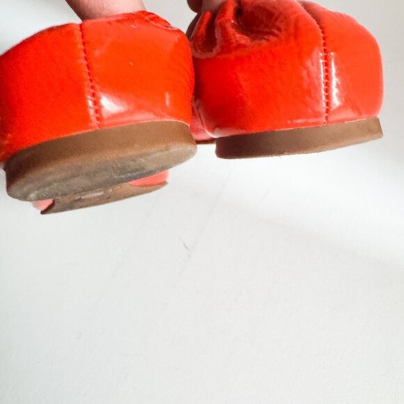 Tory Burch REVA Bright Orange Patent Leather Classic Flats 9 - Picture 8 of 9